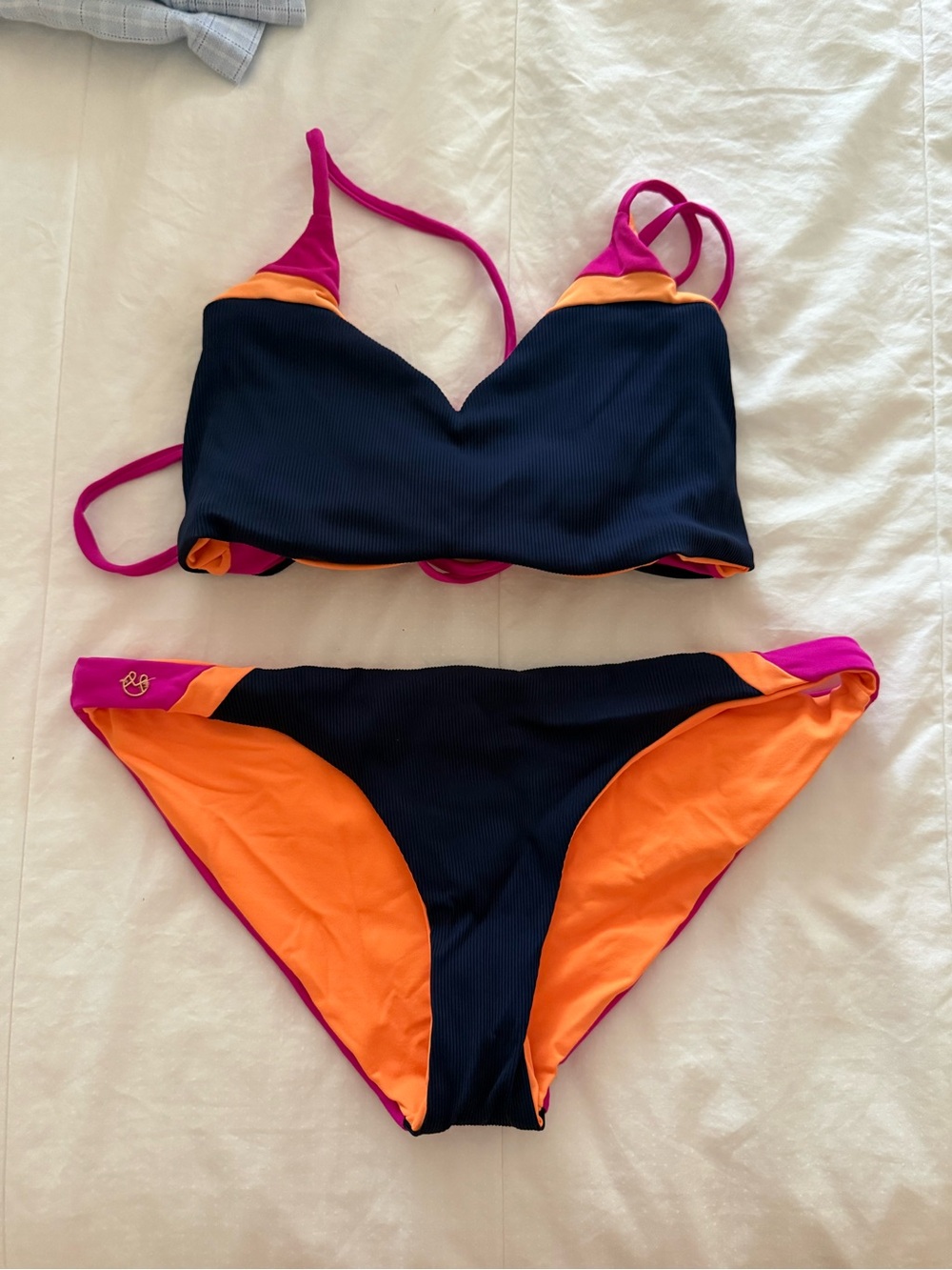 Maaji Navy Bikini with Orange & Pink Accents